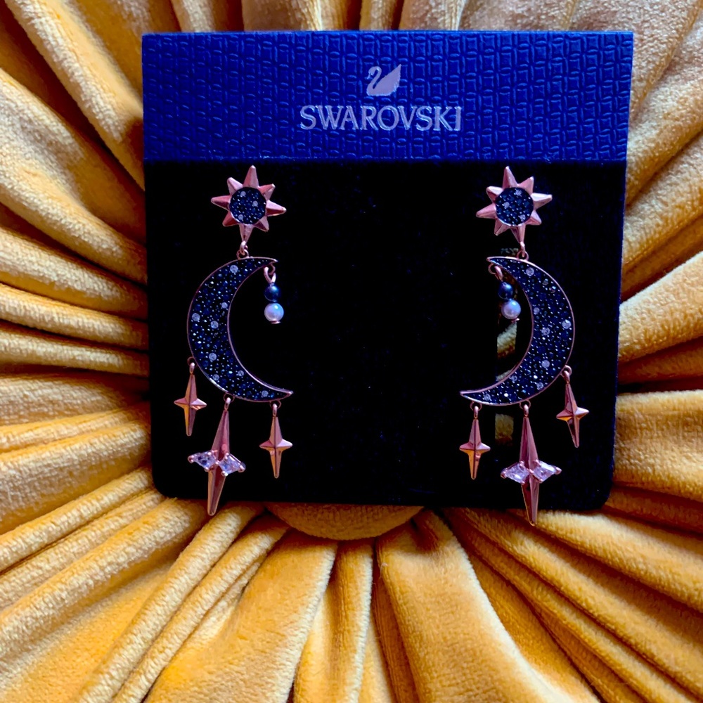 Swarovski moon pierced earrings